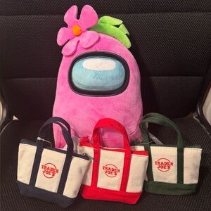 Trader Joe's Micro tote Bags set of three - Navy, Green, Red